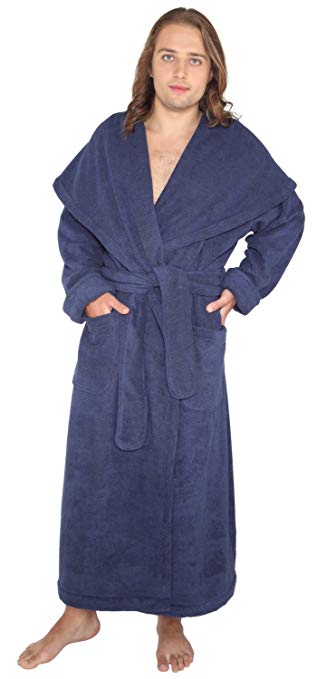 Arus Men's Monk Robe Style Full Length Long Hooded Turkish Terry Cloth Bathrobe