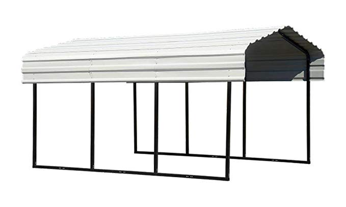 Arrow 10' x 20' x 7' 29-Gauge Carport with Galvanized Steel Roof Panels, 10' x 20' x 7', Black/Eggshell