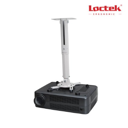 Loctek LCD/DLP Projector Ceiling Mount Bracket White Fits both flat or Vaulted ceiling