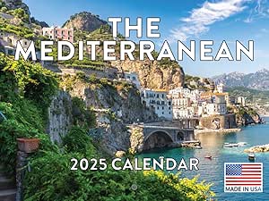 Mediterranean Calendar 2025 Monthly Wall Calender 12 Month | American Made In The USA