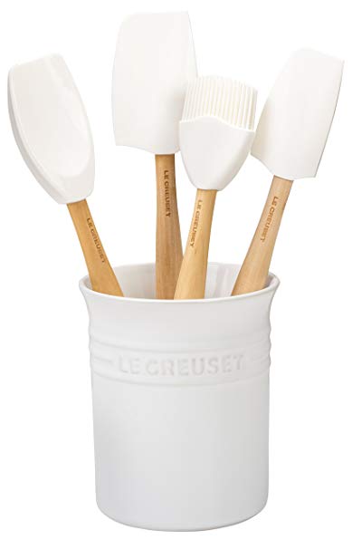 Le Creuset of America Craft Series 5Piece Utensil Set with Crock - White