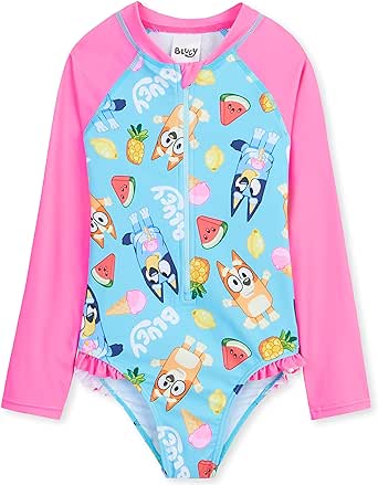 Bluey Girls Swimming Costume Summer Holiday Essentials Short Long Sleeve Childrens Full Body Swimsuit