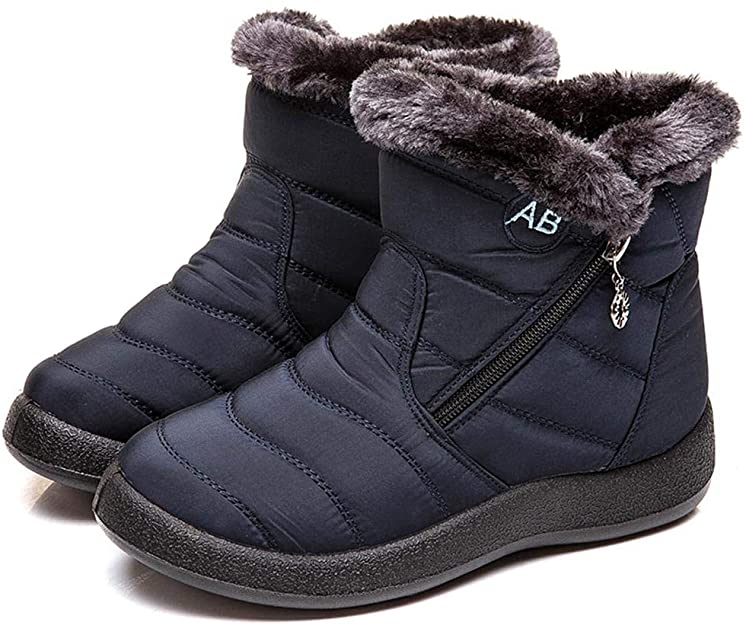 Women's Winter Snow Boots Ankle Short Boots Slip On Waterproof Outdoor Women Booties Fur Lined Warm Shoes
