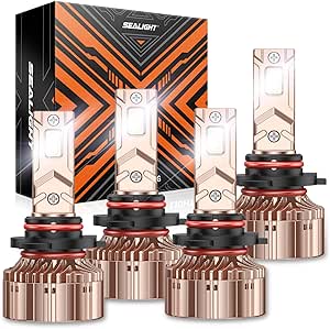 SEALIGHT 9005 9006 Bulbs Combo 80000LM or 9005 9006 Fog Light, 2024 X6S 9005/HB3 9006/HB4 Dual Beam 900% Fog Light Bulbs, 6000K Eye-Protection 9005 9006, IP68, Plug and Play, Pack of 4