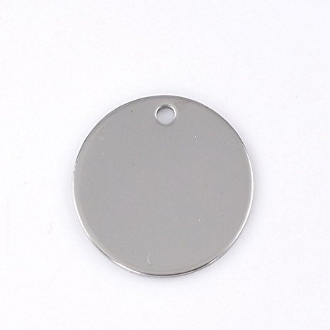VALYRIA 10pcs Silver Tone Stainless Steel Stamping Blanks Tags Round Charm Pendants 30mm Dia(1 1/8")