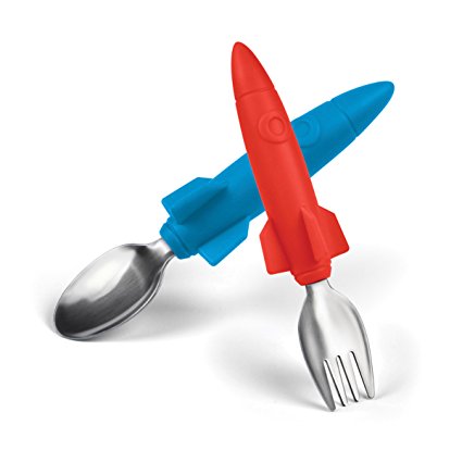 Fred & Friends 3-2-1 LUNCH! Kids' Rocket Utensils, Set of 2