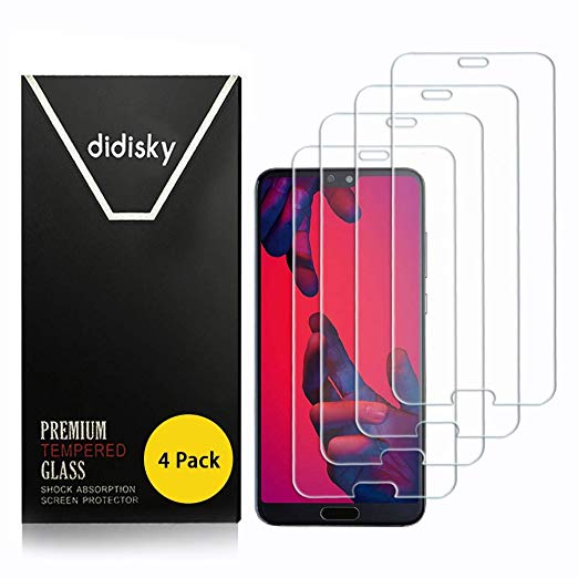 Didisky Tempered Glass Screen Protector for Huawei P20 Pro, [4 Pack] Anti Scratch, 9H Hardness, No Bubbles, High Definition, Easy To Apply, Case Friendly