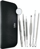 Blemish Pimple Whitehead and Blackhead Remover - Acne Tool Kit - 6 Professional Comedone Extractor Instruments in Leather Travel Case - Easy Removal Treatment of Pimples and Other Facial Impurities