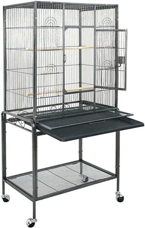 ZENY Bird Cage with Stand Wrought Iron Construction 53-Inch Pet Bird Cage Play Top Parrot Cockatiel Cockatoo Parakeet Finches Birdcage