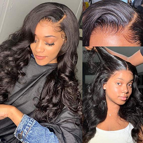 Glueless Wigs Body Wave Lace Front Wigs Human Hair Pre Plucked Natural Body Wave Wig Human Hair Wigs for Black Women with Baby Hair Natural Wave Full End Lace Frontal Half Wigs Free Part