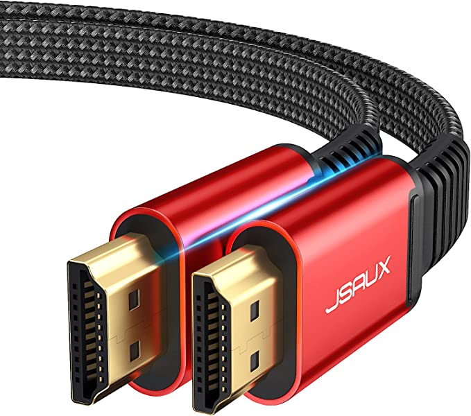 JSAUX 4K HDMI Cable 15ft, Flat Slim HDMI 2.0 Cable High Speed 18Gbps HDMI to HDMI Cord Support 3D, 4K@60Hz, 2160P, HD 1080P, Audio Return(ARC) Ethernet Compatible with UHD TV, Playstation PS4 PS3-Red