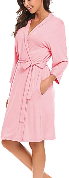 BLUETIME Women Robe Soft Kimono Robes Cotton Bathrobe Sleepwear Loungewear Short