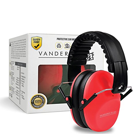 Vanderfields Earmuffs for Kids – Hearing Protection Muffs For Children Small Adults Women – Foldable Design Ear Defenders Protector with Adjustable Padded Headband Noise Reduction