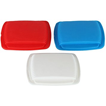 Home-X Portable Squeeze Open Pill Pouch. (Set of 3 Colors. Red, White and Blue)