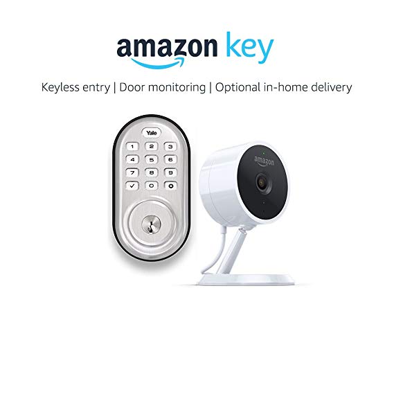 Yale Assure YRD216 Lock Push Button Deadbolt in Satin Nickel   Amazon Cloud Cam, works with Amazon Key