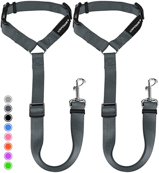 URPOWER Dog Seat Belt 2 Pack Safety Dog Car Seat Belt Strap Car Headrest Restraint Adjustable Vehicle Seatbelts Durable Nylon Car Harness for Dogs, Cats and Pets