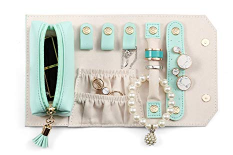Vlando Rollie Portable Jewelry Roll, Lipstick/Daily Jewelries Storage Case(Green)