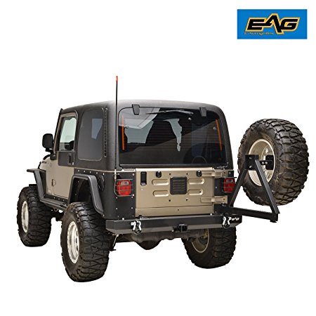 EAG 87-06 Jeep Wrangler TJ/YJ Black Textured Rear Bumper with Tire Carrier