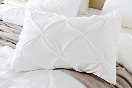 Pinch Pleated Standard Pillow Shams Set of 2 White 650 Thread Count 100% Natural Cotton pack of Two Standard 20x26 Pillow Shams Cushion Cover, Cases Super Soft Decorative (White, Standard 20''x 26'')