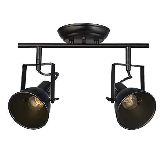 LALUZ Semi Flush Mount Adjustable Track Lighting 1-Light Ceiling Light (2 Heads)