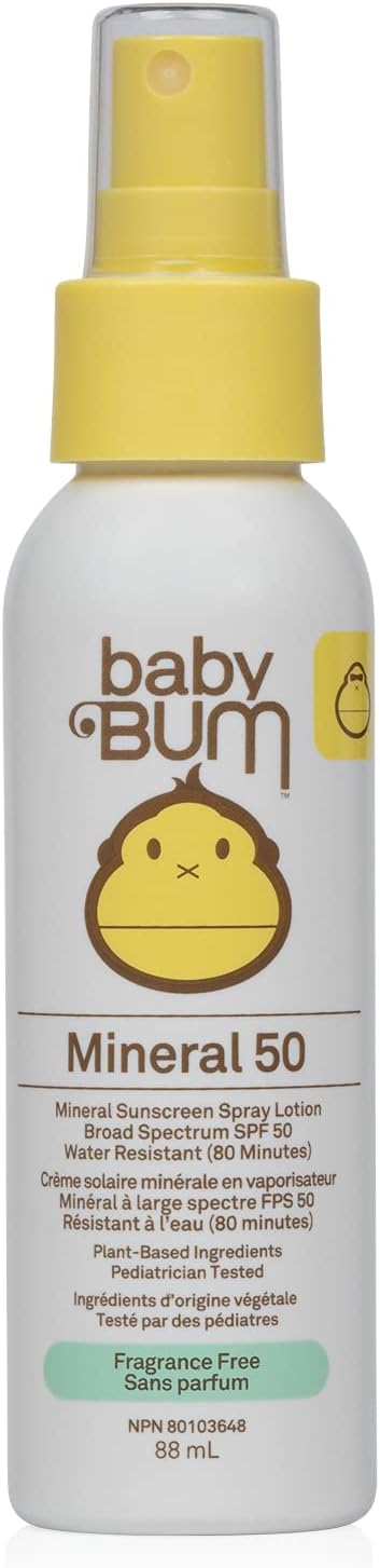 Sun Bum Baby Bum Spf 50 Sunscreen Spray | Mineral Uva/uvb Face and Body Protection for Sensitive Skin | Fragrance Free | Travel size | 3 Fl Oz, 3 ounces