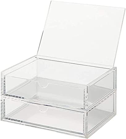 Muji Acrylic Stackable 2-Row Drawer with Lid, 17.5 cm Width x 13 cm Depth x 9.5 cm Height
