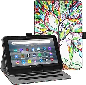 Fintie Case for All-New Fire 7 Tablet (12th Generation, 2022 Release) - [Multi-Angle] Stand Cover with Pocket Auto Wake/Sleep, Love Tree