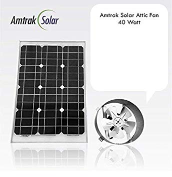 Amtrak Solar's Powerful 40-Watt Galvanized Steel Solar Attic Fan Quietly Cools Your House Ventilates Your House, Garage or RV and Protects Against Moisture Build-up (70 Watt)