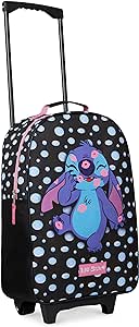 Disney Stitch Kinderkoffer Mädchen Jungen - Trolley Handgepäck Reisekoffer Kinder mit Rollen Kabine Tasche für Urlaub Offizielle Stitch Fanartikel - 47x30x17cm (Schwarz Stitch)