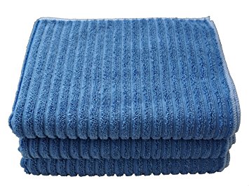 Gryeer Bamboo and Microfiber Kitchen Dish Towels - Super Absorbent, Large and Thick (3 pack, 20x30 Inch) - One Side Ribbed One Side Smooth Kitchen Hand Towels