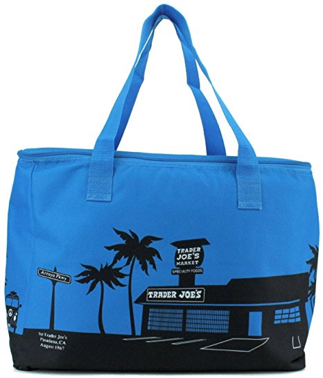 Trader Joe's Blue Insulated Tote / Reusable Grocery Bag Extra Large