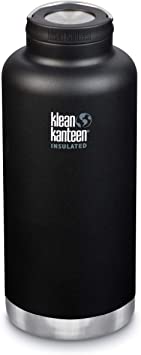 Klean Kanteen TKWide Stainless Steel Double Wall Insulated Water Bottle with Insulated Wide Loop Cap, 64-Ounce, Shale Black