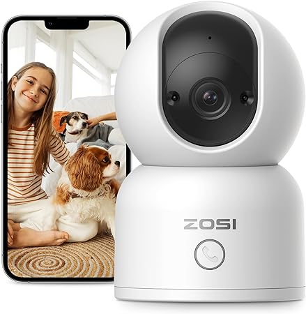 ZOSI Indoor Pan/Tilt Smart Security Camera,C518 2K 360 Degree Baby Pet Monitor,Plug-in 2.4G/5G Dual-Band WiFi Home Cam with Phone App,Night Vision,Person Detection,2 Way Audio,Cloud & SD Card Storage