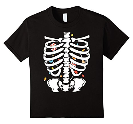 Kids Little Boys Halloween Skeleton Candy Tee Shirt
