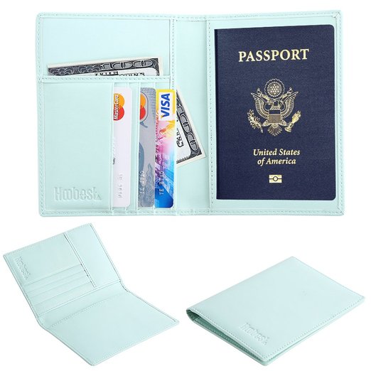 Hoobest RFID Passport Holder,Leather RFID Blocking Passport Wallet Case Cover Holder