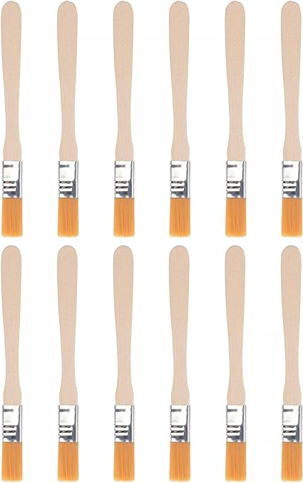 uxcell 5" Paint Brush 0.5" Width Soft Nylon Bristle with Wood Handle for Wall, Cabinets, Fences Yellow 12Pcs