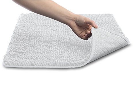 The Original GORILLA GRIP Non-Slip Bath Rug, 30 x 20 inches, Soft, Machine Washable (White, 30" x 20")