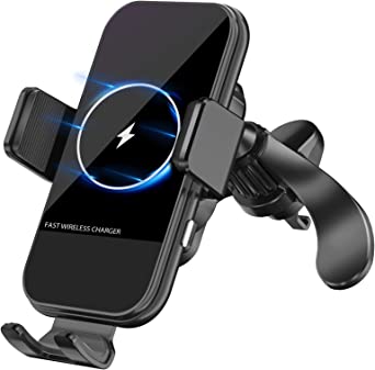 Wireless Car Charger, 15W Qi Fast Charging Auto-Clamping Car Mount, Air Vent Phone Holder Compatible with iPhone, Samsung, LG, Google