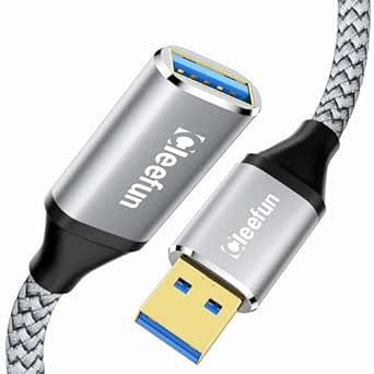 CLEEFUN USB Verlängerung 0,5M, USB 3.0 5Gbps Verlängerungskabel, USB A auf A Extender mit Premiun Nylonkabel und Aluminiumgehäuse für Kartenlesegerät,Tastatur, Drucker, Scanner, Kamera, USB Hub usw