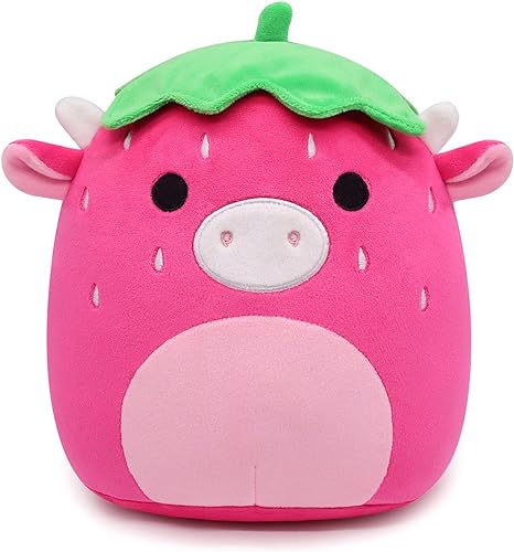 Strawberry Cow Plush Stuffed Animal Cow Plush Pillow Toys, Kawaii Cow Plushie Stuffed Cow Plush Toy, 3D Cute Soft Cow pillow for Christmas Birthday Kids Gifts Home Car Decoration (Strawberry Cow)