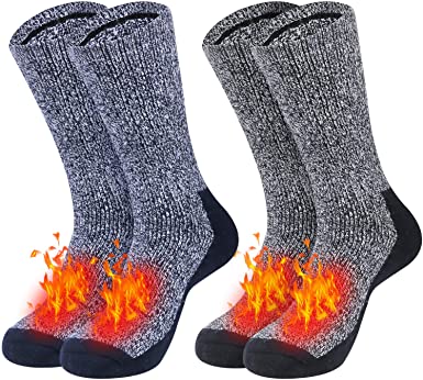 2 Pairs Men's Wool Socks, 80% Merino, Hiking Walking Thermal Athletic Socks for Winter Outdoor Recreation Trekking Climbing