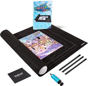 Lavievert Jigsaw Puzzle Mat Roll Up with Unique Auxiliary Line Design for Up to 2000 Pieces Puzzle, Portable Puzzle Board Puzzle Saver Holder with Storage Bag & Hand Pump for Adults & Kids