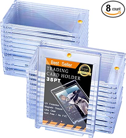 Zonon Magnetic Card Holders forTrading Card, 35 PT Baseball Card Protectors Hard Waterproof Transparent Card Protectors for Sports Cards Standard Cards Work Cards Trading Cards