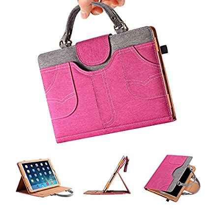 New iPad 9.7 2017 Case/iPad Pro 9.7 Case/iPad Air2 Case/iPad Air Case - Albc For Woman Handbag Slim Fit Smart Cover with Auto Wake/Sleep Feature For Apple New iPad 9.7 2017/Pro 9.7/Air2/Air (rose red)