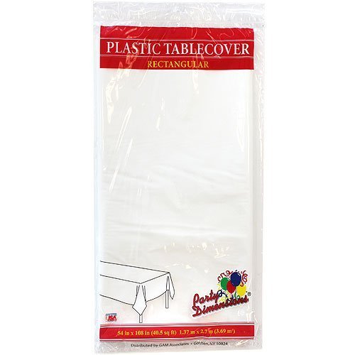 Plastic Party Tablecloths - Disposable, Rectangular Tablecovers - 8 Pack - White - By Party Dimensions