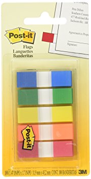 Post-it Flags with On-the-Go Dispenser, Assorted Primary Colors, 1/2-Inch Wide, 100/Dispenser, 1-Dispenser/Pack