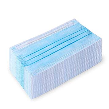 100Pcs Medical Mouth Flu Mask,Surgical Disposable Face Mask,Three Layer Face Dust Earloop, Blocking Dust Air Pollution Flu Protection, Breathable and Comfortable, Daily Cold Protectio (Blue-100PC)