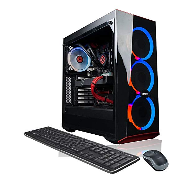 XOTIC PC Enthusiast Gaming Desktop PC i7-8700K 6-Core 3.7 GHz, Geforce GTX 1080 Ti 11GB, Z370 Motherboard, 16GB RAM, 2TB HDD, 500GB NVMe SSD, Liquid Cooled, 802.11AC WiFi, Win 10 Home, RGB Case