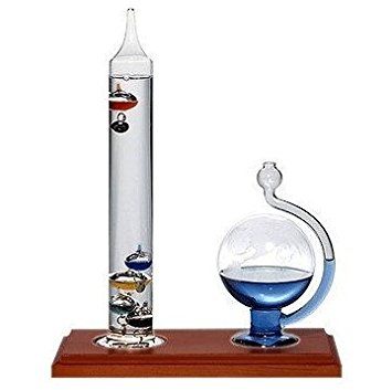 Ambient Weather Galileo Thermometer and Glass Globe Fluid Barometer