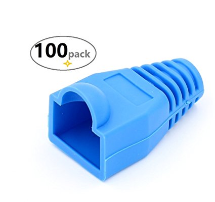 iExcell® 100-Pack Blue CAT5E CAT6 RJ45 Ethernet Network Cable Strain Relief Boots